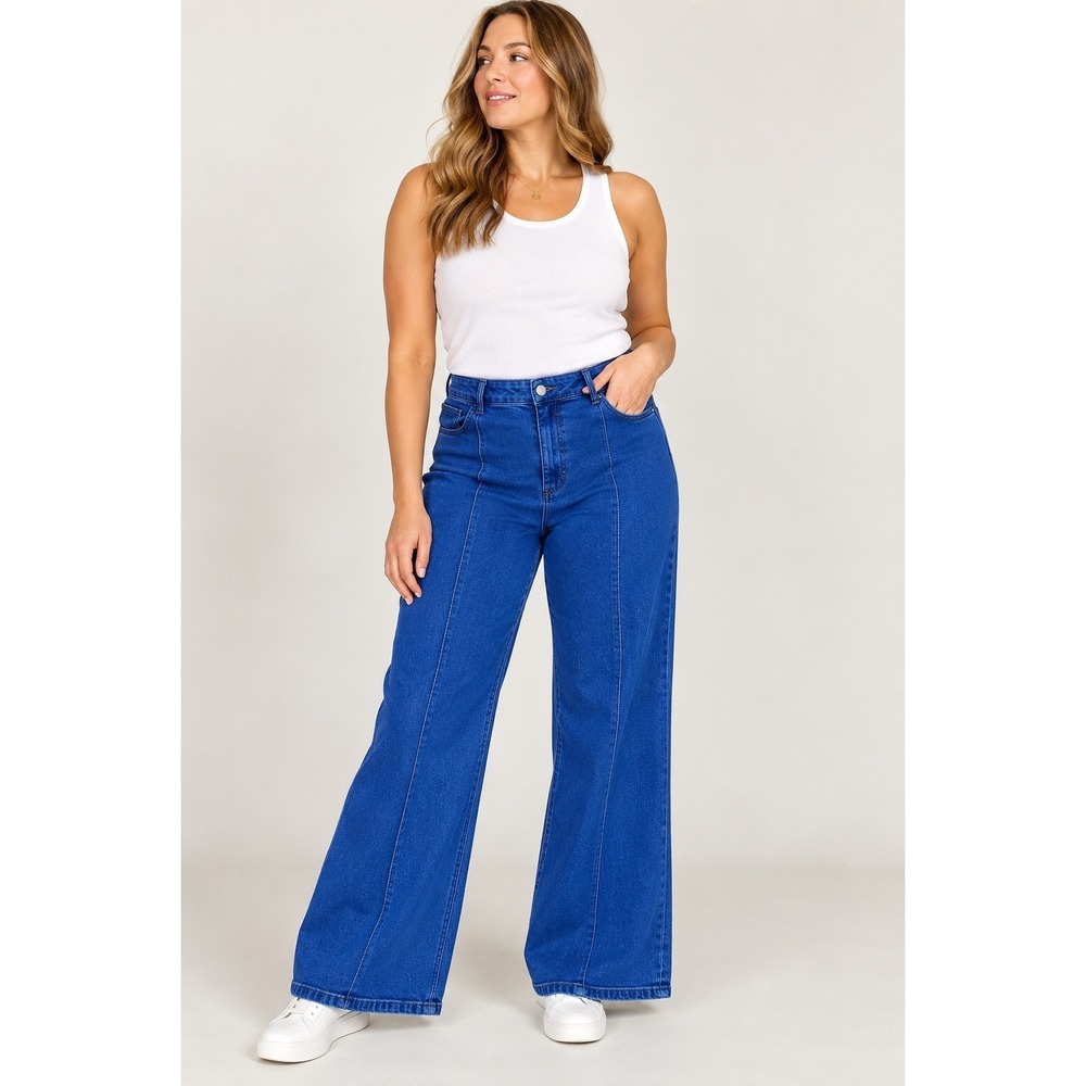 Gorman Blue High Rise Wide Leg Jeans Size 18 Cotton Denim Australia